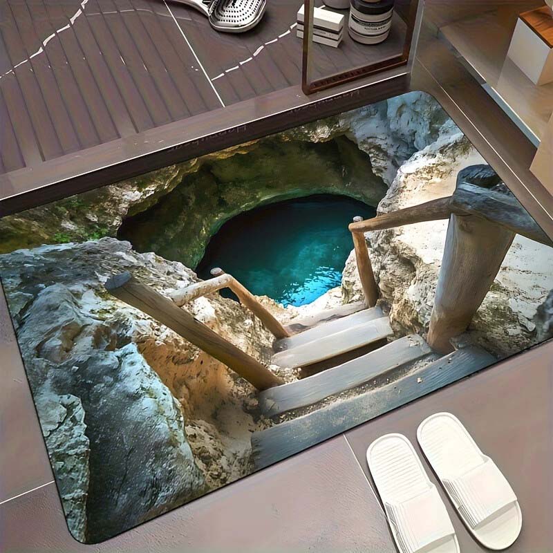 Visuelle Illusion Endloser Abgrund Muster HD Bedruckte rutschfeste Fußmatte