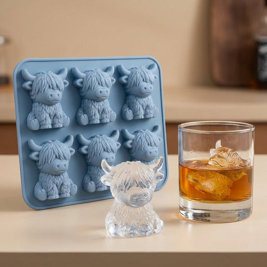 🐮 Mini-Eiswürfelform „Highland Cow“ – Niedliche 3D-Eiswürfel für Getränke, Partys und Geschenke