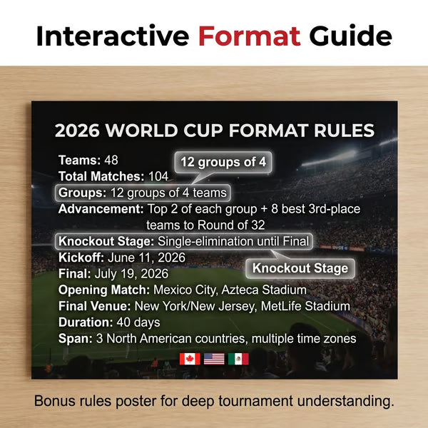 🗓️ ⚽ Poster-Set zur Weltmeisterschaft 2026 – Verpassen Sie kein einziges Spiel! Poster zur Gruppenphase und zur K.o.-Runde (60 cm x 90 cm), inklusive Filzstift und Klebestreifen