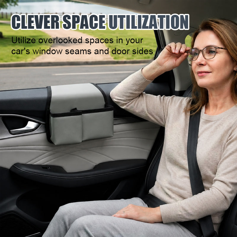 Car Side Door Storage Bag, Multi-functional Phone Key Holder, Foldable Cup Holder, Car Window Hanging Pouch