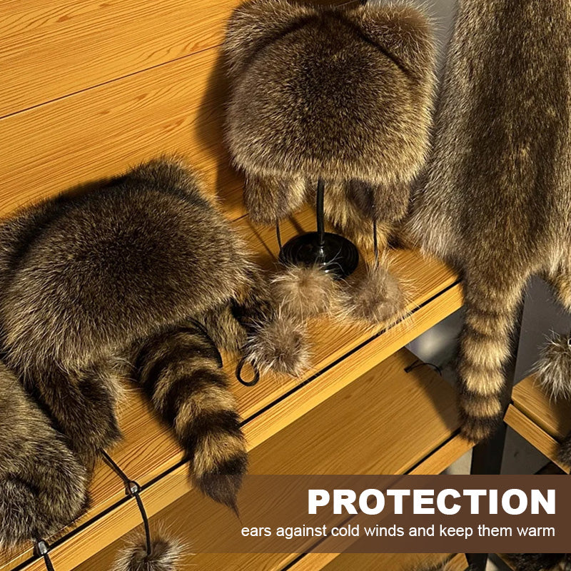 Imitation Waschbär-Warmmütze