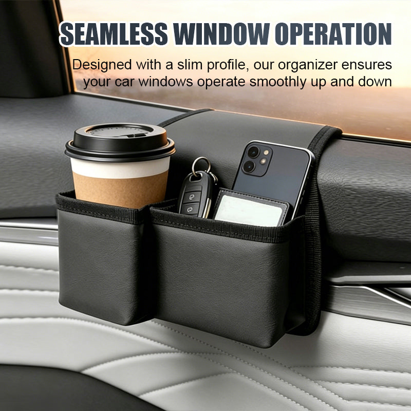 Car Side Door Storage Bag, Multi-functional Phone Key Holder, Foldable Cup Holder, Car Window Hanging Pouch