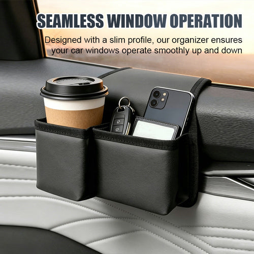 Car Side Door Storage Bag, Multi-functional Phone Key Holder, Foldable Cup Holder, Car Window Hanging Pouch