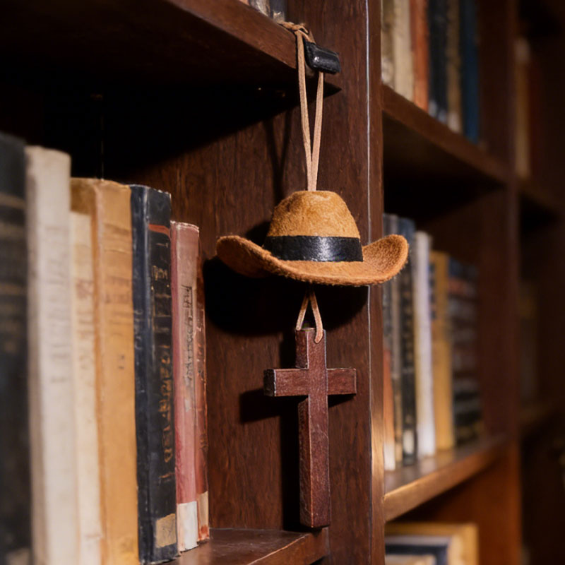 🤠 Cowboyhut & Kreuz-Autoanhänger | Eine Fahrt mit Stil und Glauben 🚗✨