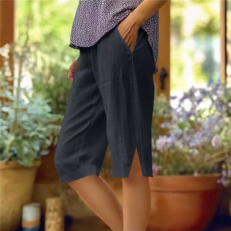 📢Nur für kurze Zeit: 50 % Rabatt👖Einfarbige Caprihose für Damen mit Taschen