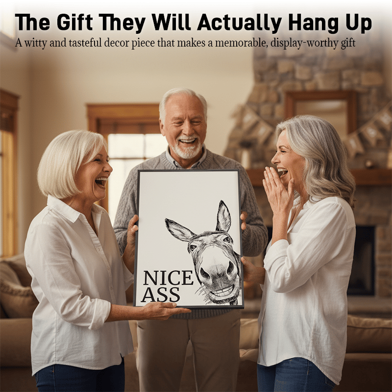 Die freche „Nice Ass“-Esel-Badezimmer-Leinwandkunst Versteckter Humor für pure Freude