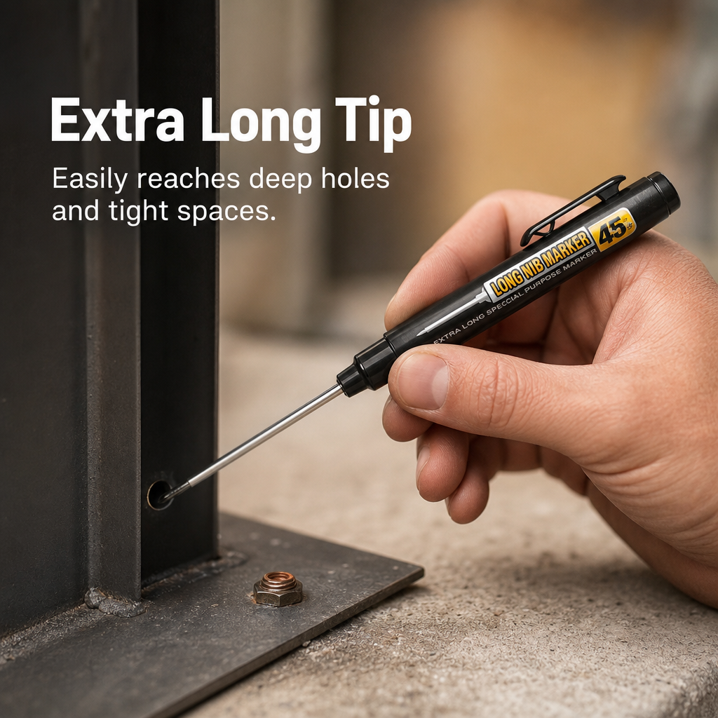 45mm Long-Tip Oil-Based Marker for Woodworking, Tile, and Deep Hole Marking