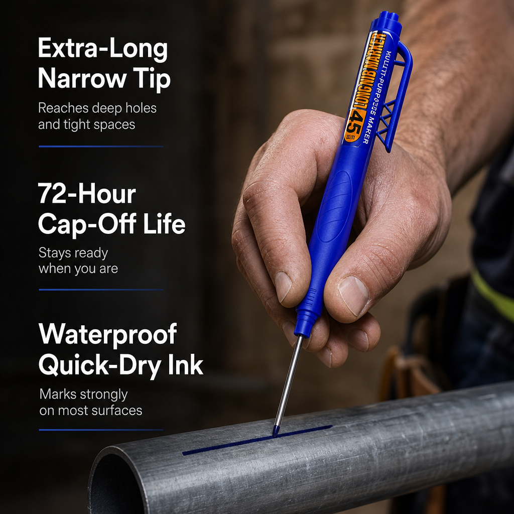 45mm Long-Tip Oil-Based Marker for Woodworking, Tile, and Deep Hole Marking