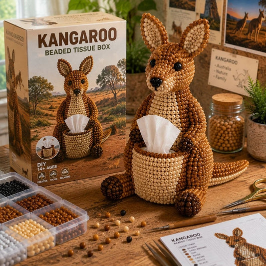 🔥Letzter Tag – 50 % Rabatt 🦘 DIY-Set für eine mit Perlen verzierte Tier-Taschentuchbox