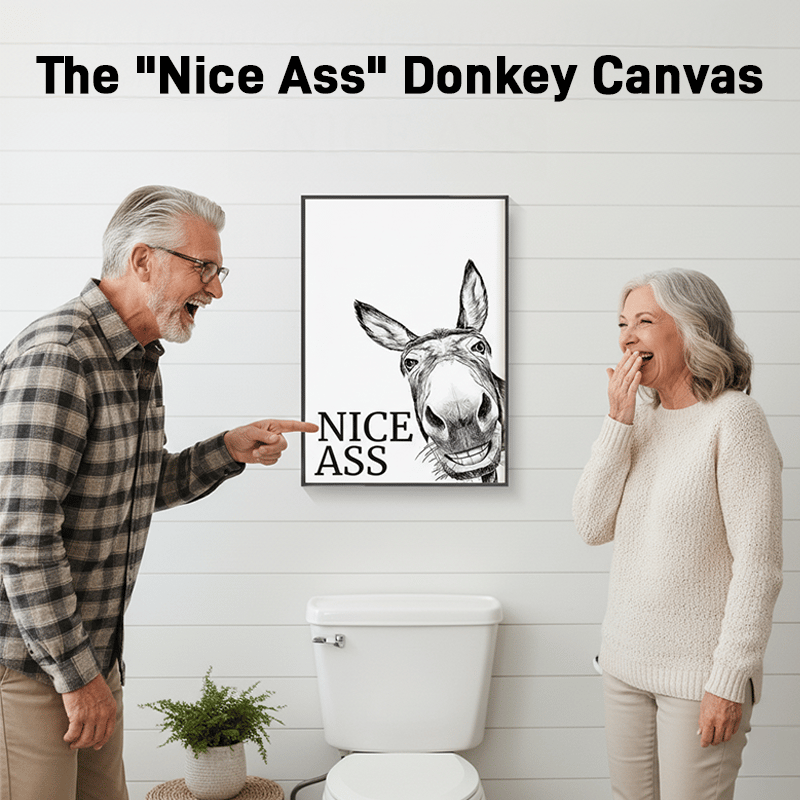 Die freche „Nice Ass“-Esel-Badezimmer-Leinwandkunst Versteckter Humor für pure Freude