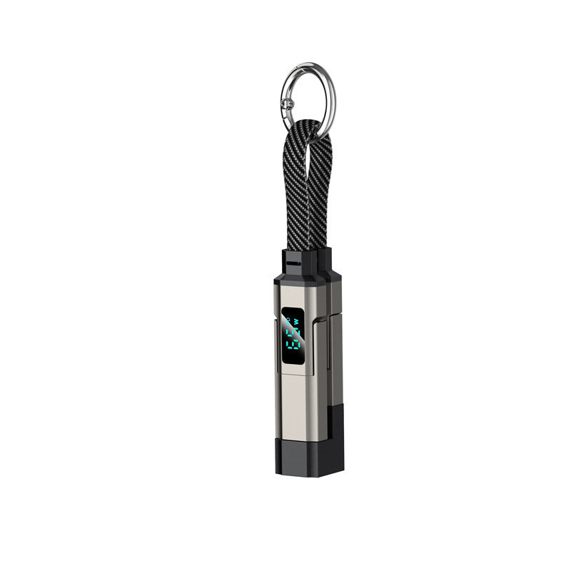 🔌 4-in-1-Ladekabel mit Digitalanzeige und Schlüsselanhänger – Schnellladefunktion, knickfest und kompakt